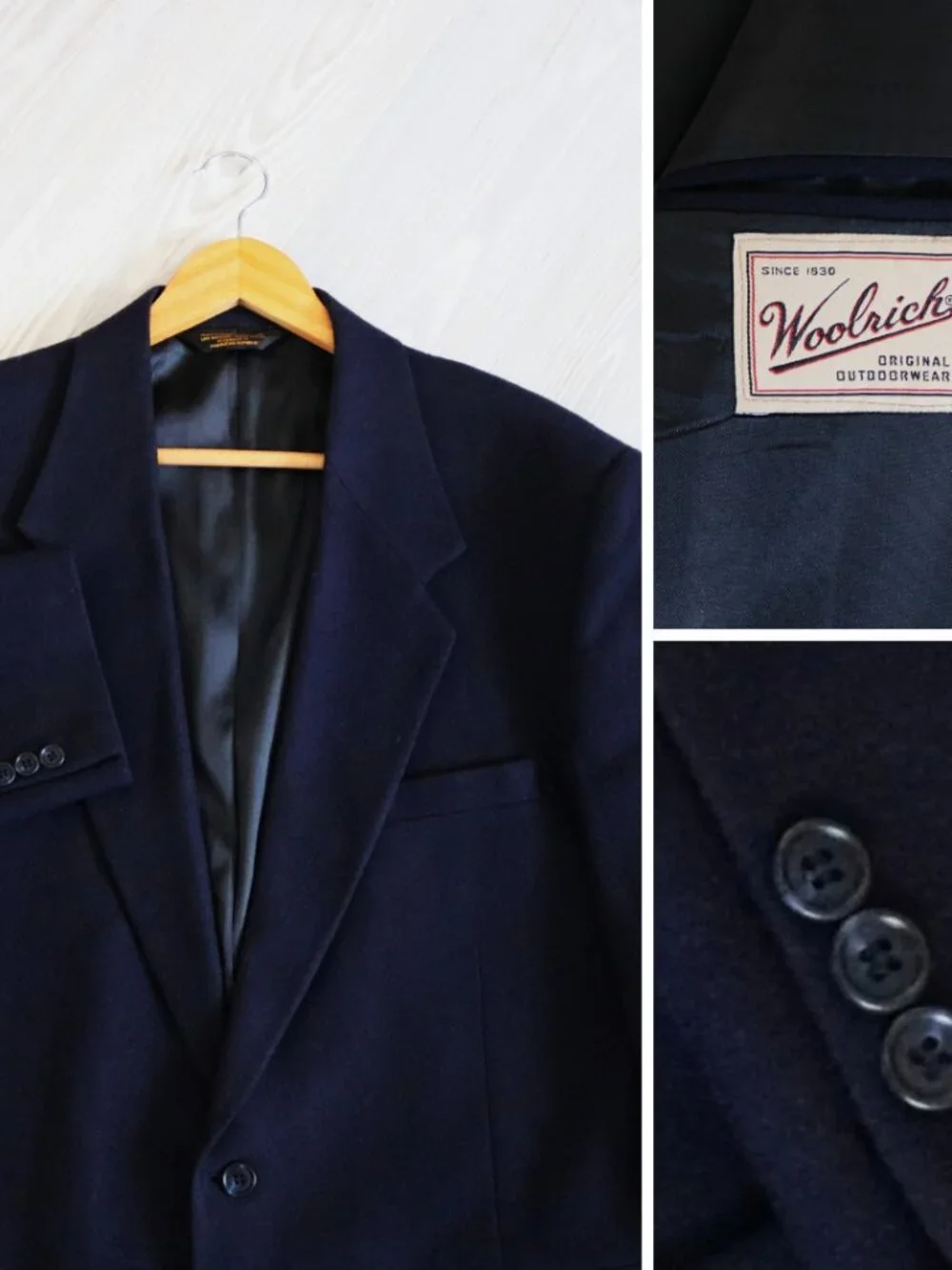 Woolrich Blazer Men's Navy Wool Formal Old Money Autumn Sport Coat Size 46R